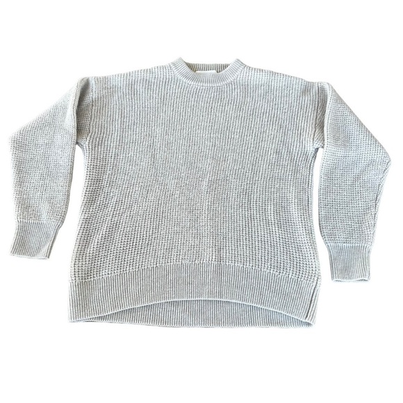 Aritzia Wilfred Free Hillside Wool Waffle Knit Sweater Oatmeal Crewneck XS GUC - Picture 1 of 10